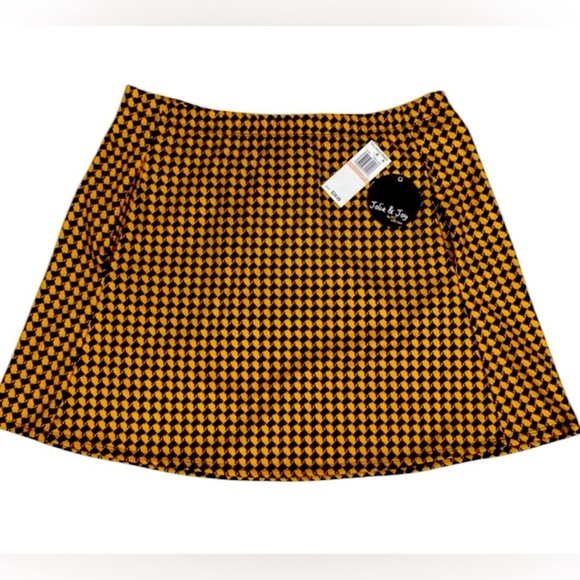 Houndstooth a line mini skirt plus size Chic Yellow and Black - Picture 5 of 5